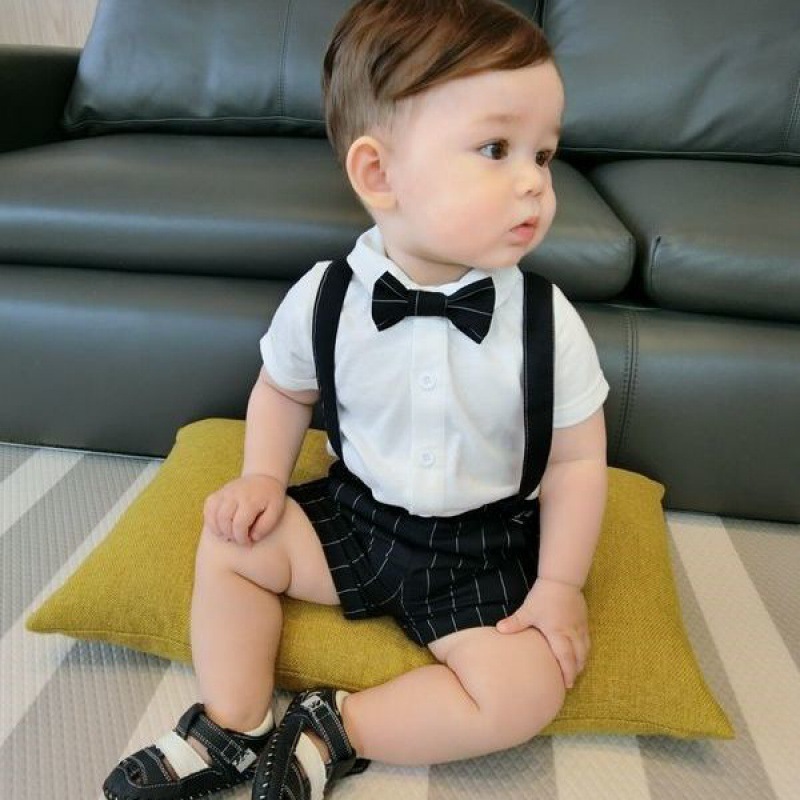 Little Boy Suit, Summer Baby 1 Year Old Banquet Dress, Spring & Fall 2 Week Clothes, Infant and Kids Birthday Gentleman Suit