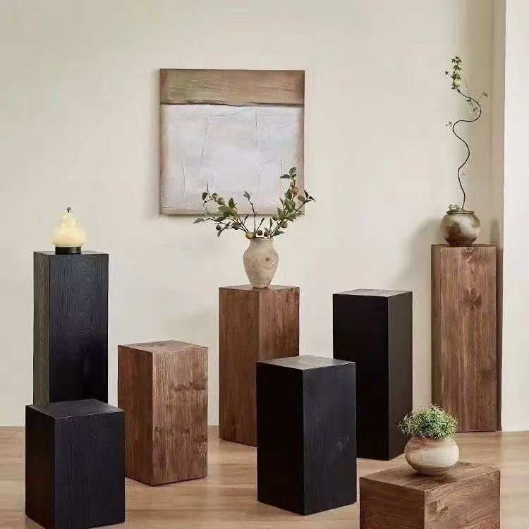 Stump Ornaments Carbonized Black Household Solid Wood Pier Homestay Low Stool Stump Creative Log Ornaments Corner