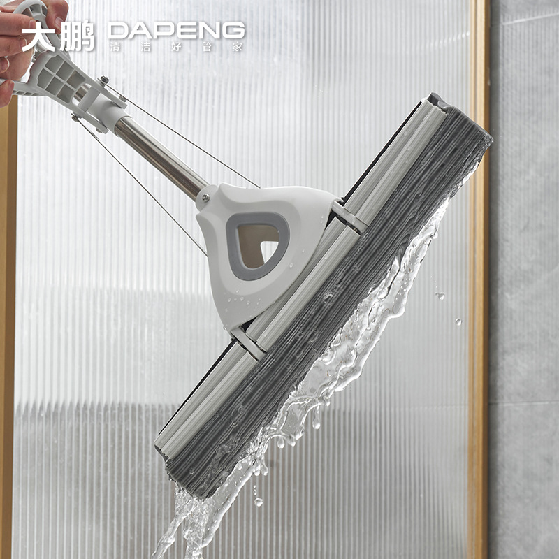 Rubber Cotton Mop Household Sponge Mop Hand-Free Washable Lazy Large Mop Clean Roller Water Absorbent Mop Head