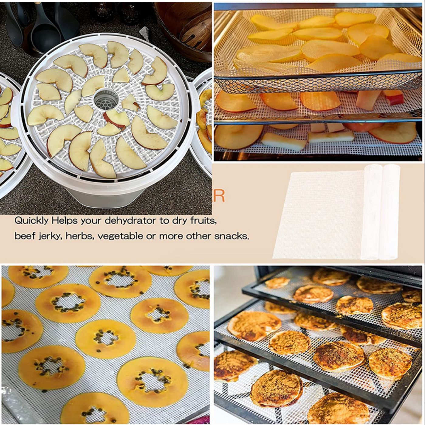 Round Fruit Dryer Food Mat Silicone Drying Mat Non-Stick Drying Fruit Drying Square Food Dehydration Mat