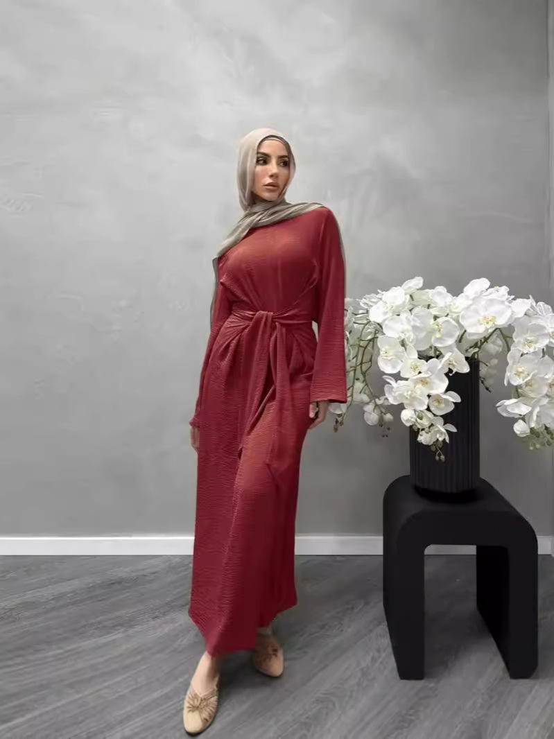 2024 Cross Border Muslim Ladies Dame dress Dubai Abaya Solid Color Prayer Costume Fashion Turkey