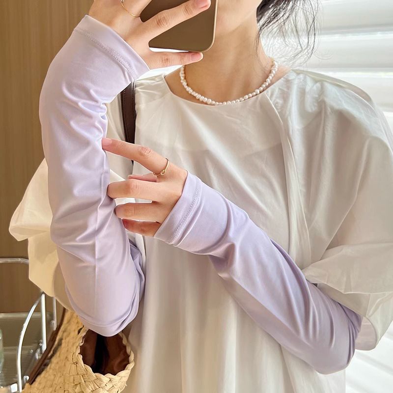 Summer Men's and Women's Ice Sleeves Sunscreen Sleeves Anti-ultraviolet Ice Cool Thin Lengthy Ice Silk Sleeves Driving Armpiece