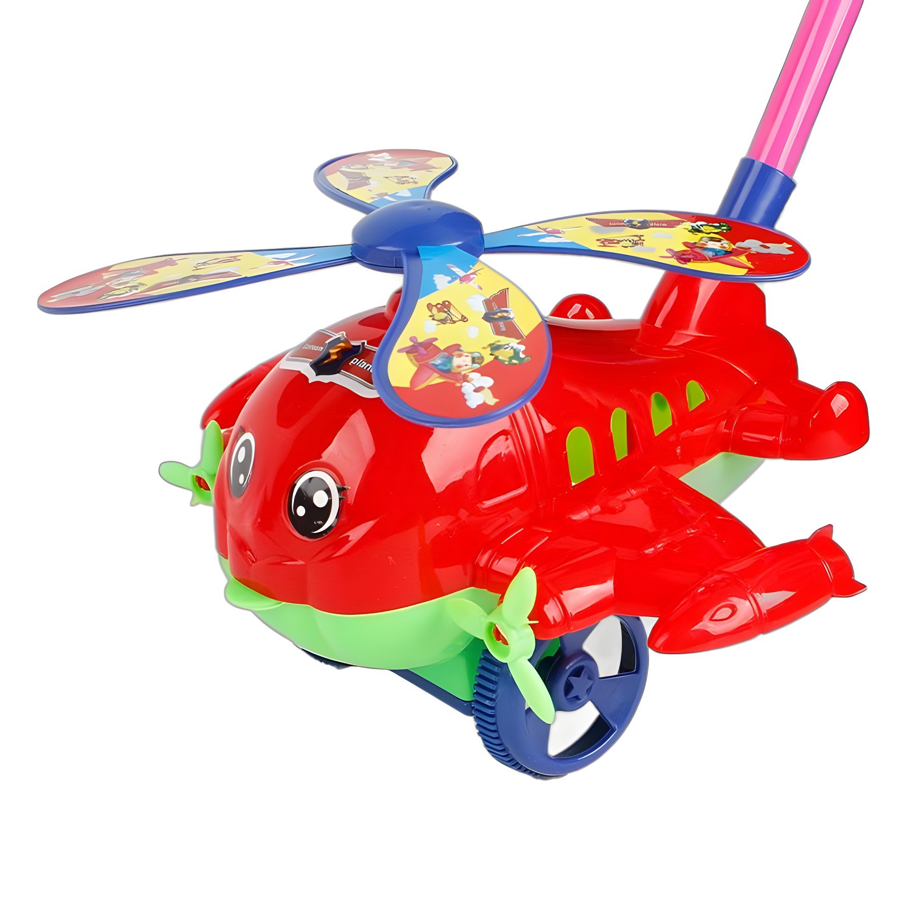 Children's Hand-pushed Airplane Toy, Baby Educational Learning to Walk, Cartoon Animal Push Push Music, Single-pole Stroller