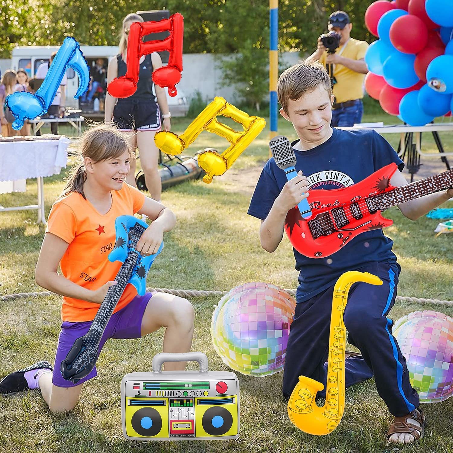 Inflatable Musical Instrument Pvc Simulation Inflatable Guitar Inflatable Telephone Toy Stage Party Props Radio Microphone