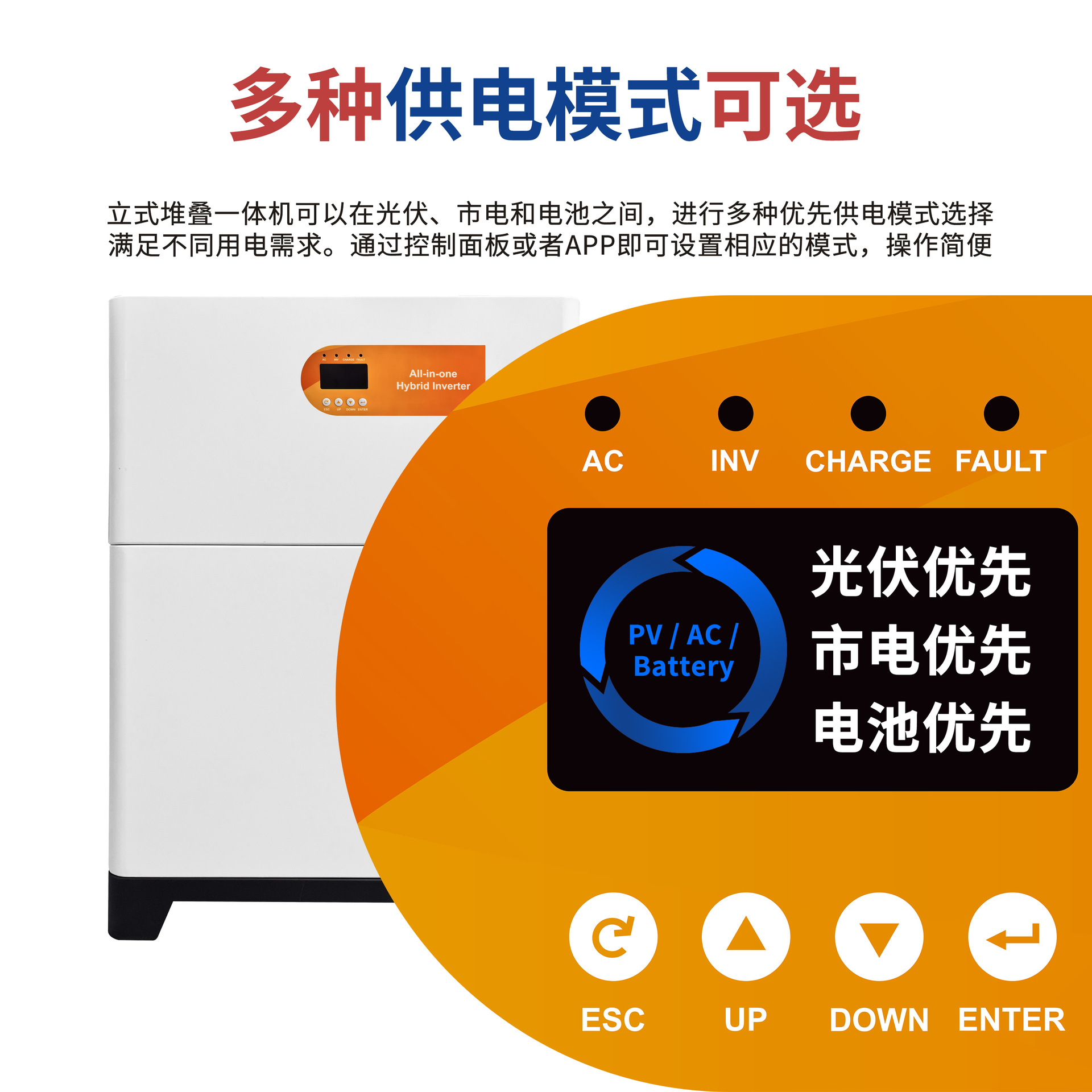 10-Degree Household Photovoltaic Energy Storage Power Generation System Stacking Reverse Control All-In-One Machine Household Complete Set of Solar Power Generator