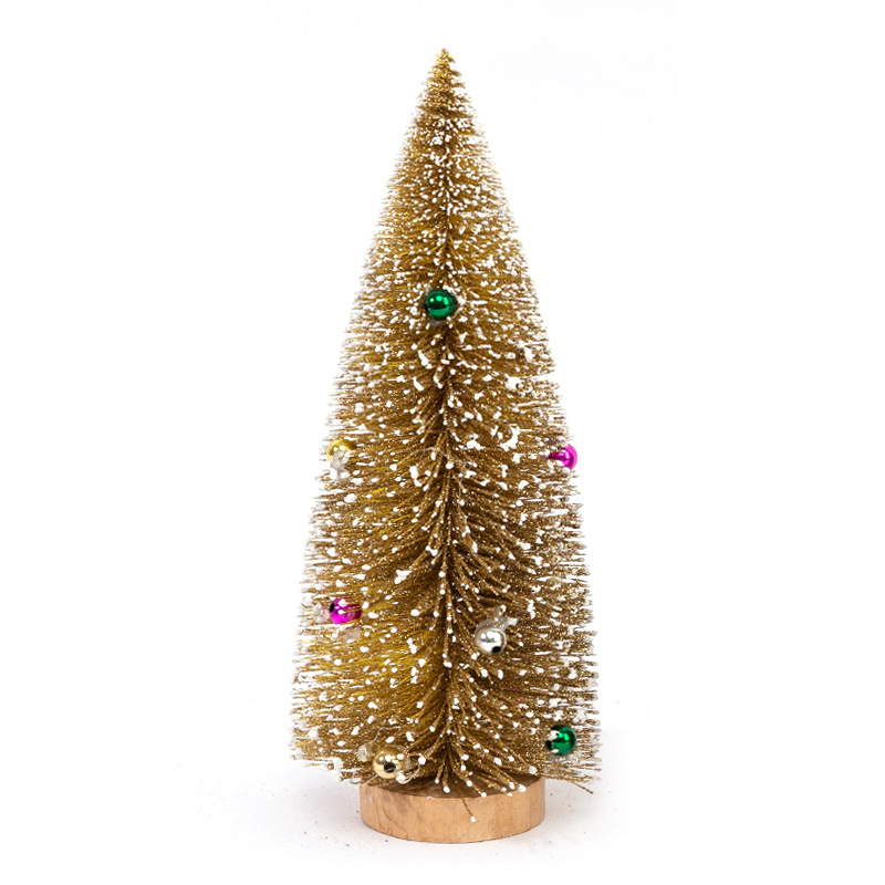 Gold Powder Snow White Beads Christmas Tree Christmas Decorations Christmas Desktop Ornaments Colorful Pine Needles