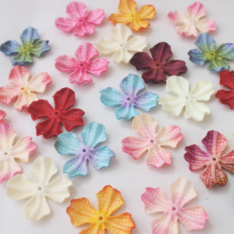 Ins Forest Embossed Artificial Flower Petals Headdress Clothing Shoes and Hats Accessories Fabric Flower Wall Burnt Edge Hydrangea Pieces