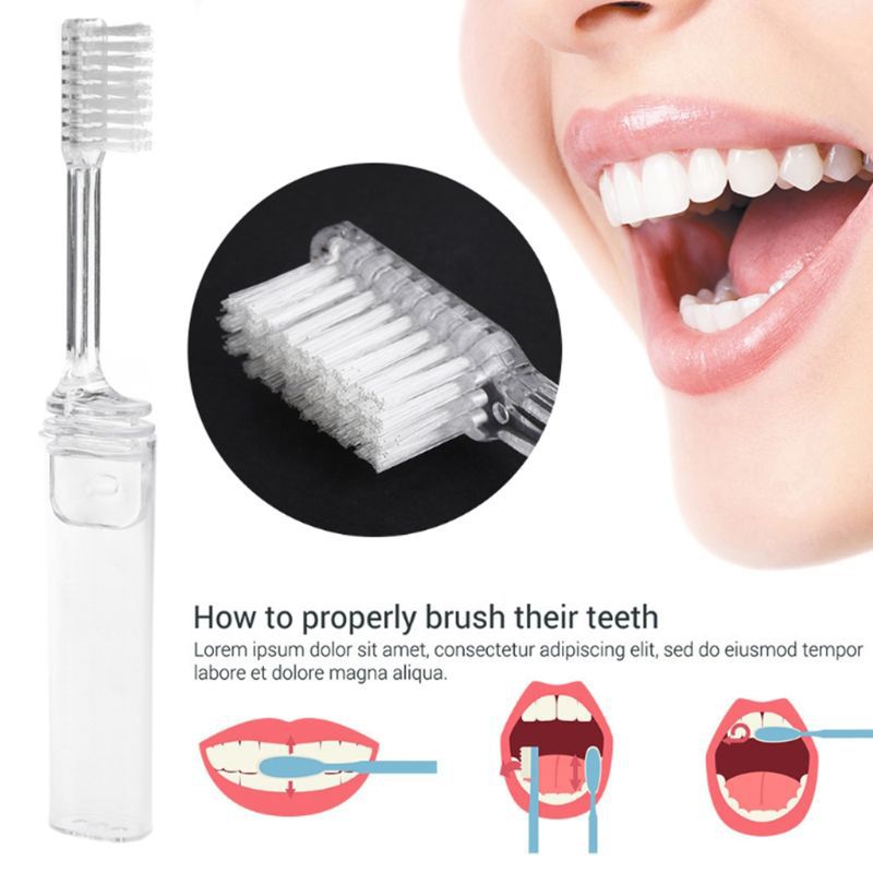 10 Travel Folding Toothbrush Set Portable Hotel Business Travel Non-Disposable Transparent Storage Toothbrush