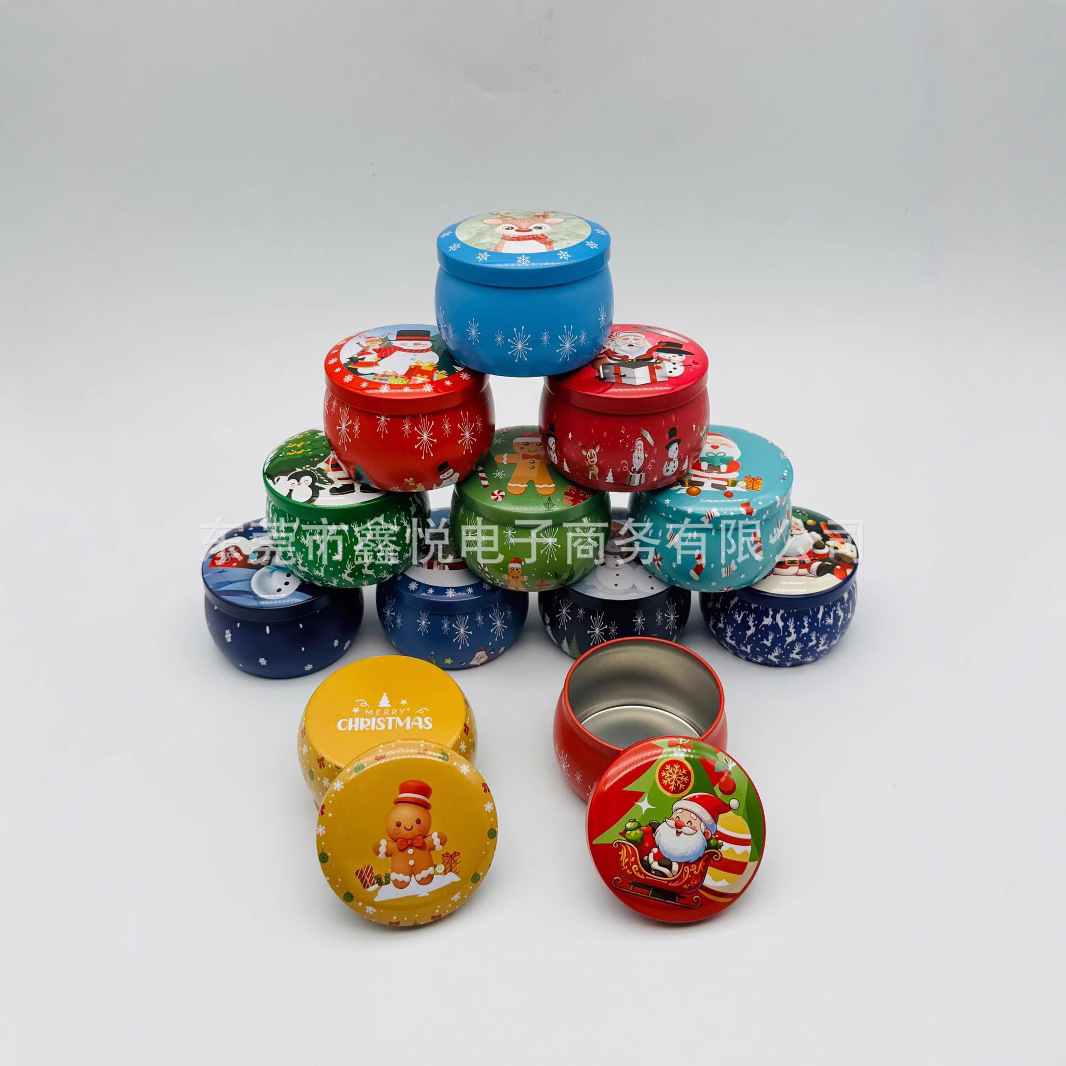 Christmas Tinplate Scented Candle Jar Bedroom Fragrance Room Indoor Long-Lasting Incense Niche Souvenir