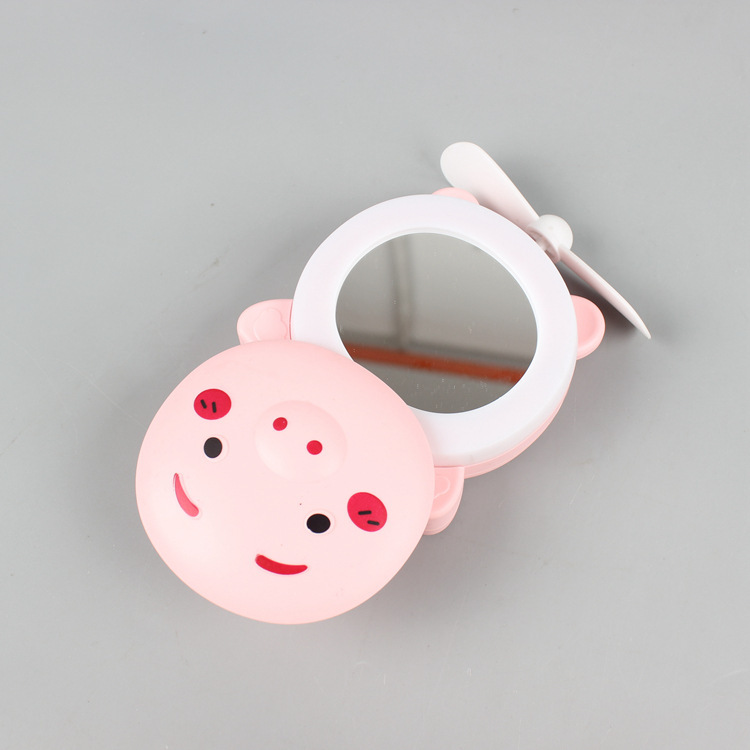 Shake the same LED makeup mirror fan USB rechargeable Beauty Mirror carry-on small fan beauty makeup mirror