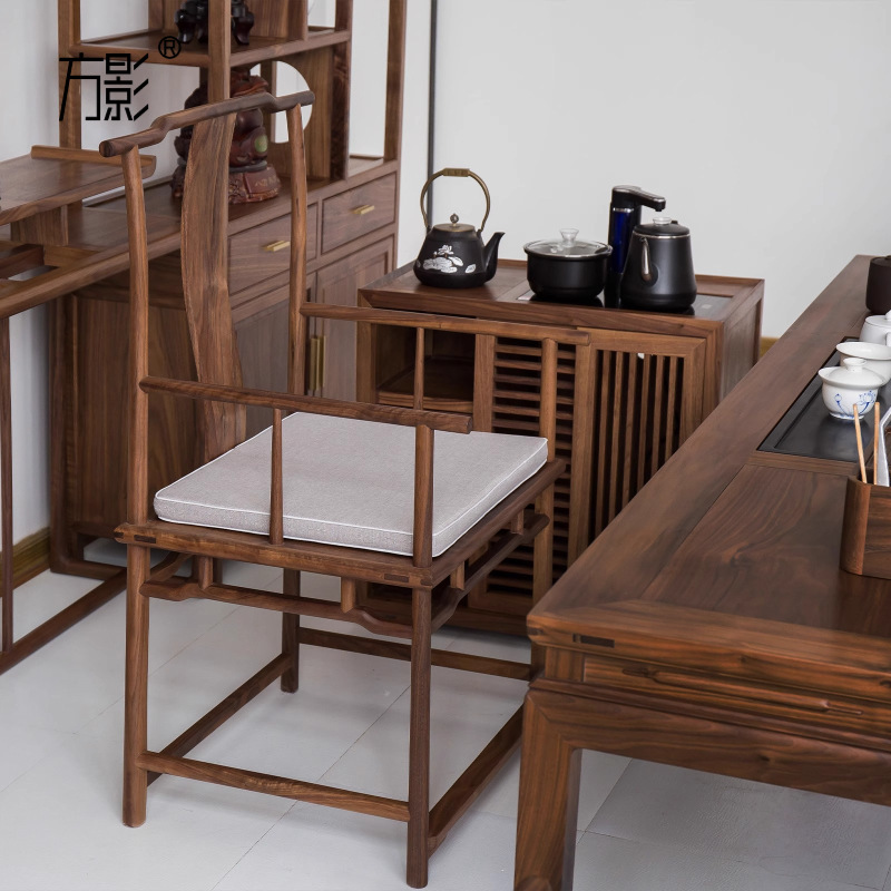 New Chinese Style Solid Wood Tea Cabinet Black Walnut Living Room Corner Sofa Modern Simple Mobile Zen Side Table