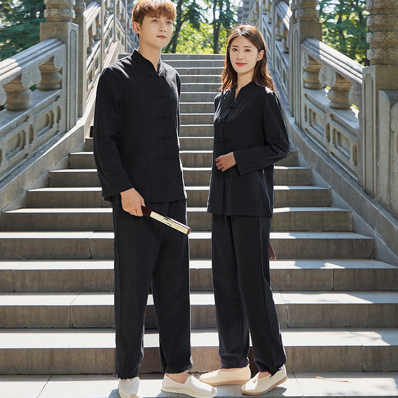 Jushifu Zen Suit Tea Suit Cotton and Linen Yoga Suit Chinese Style Zen Style Men's and Women's Chinese Tang Suit