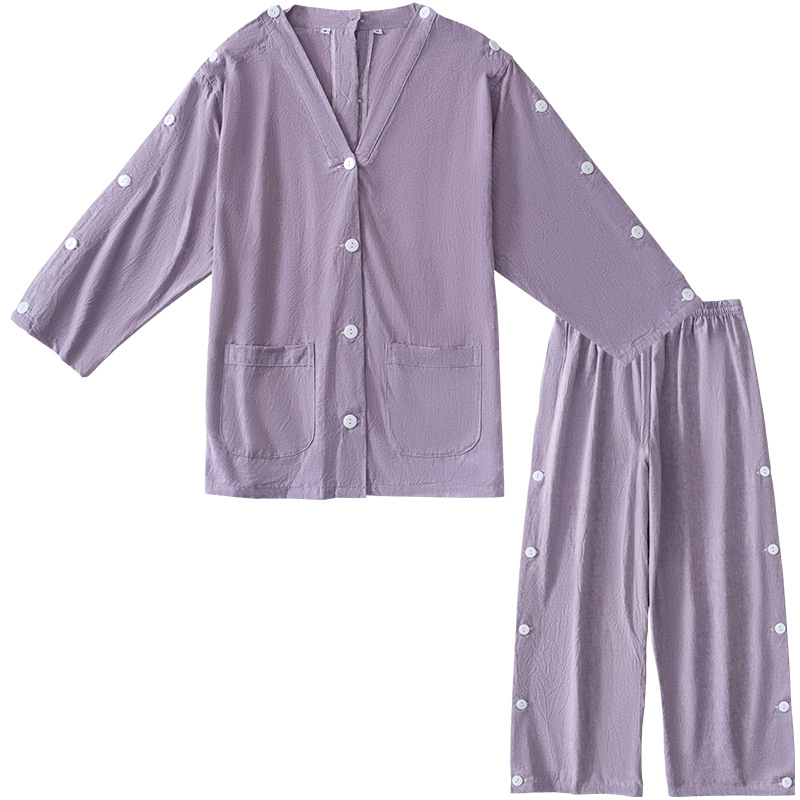 Iron-Free Spa Club Pure Color Moxibustion Clothing Front and Rear Buckle Long Acupuncture Physiotherapy Massage Customer Service for Men and Women