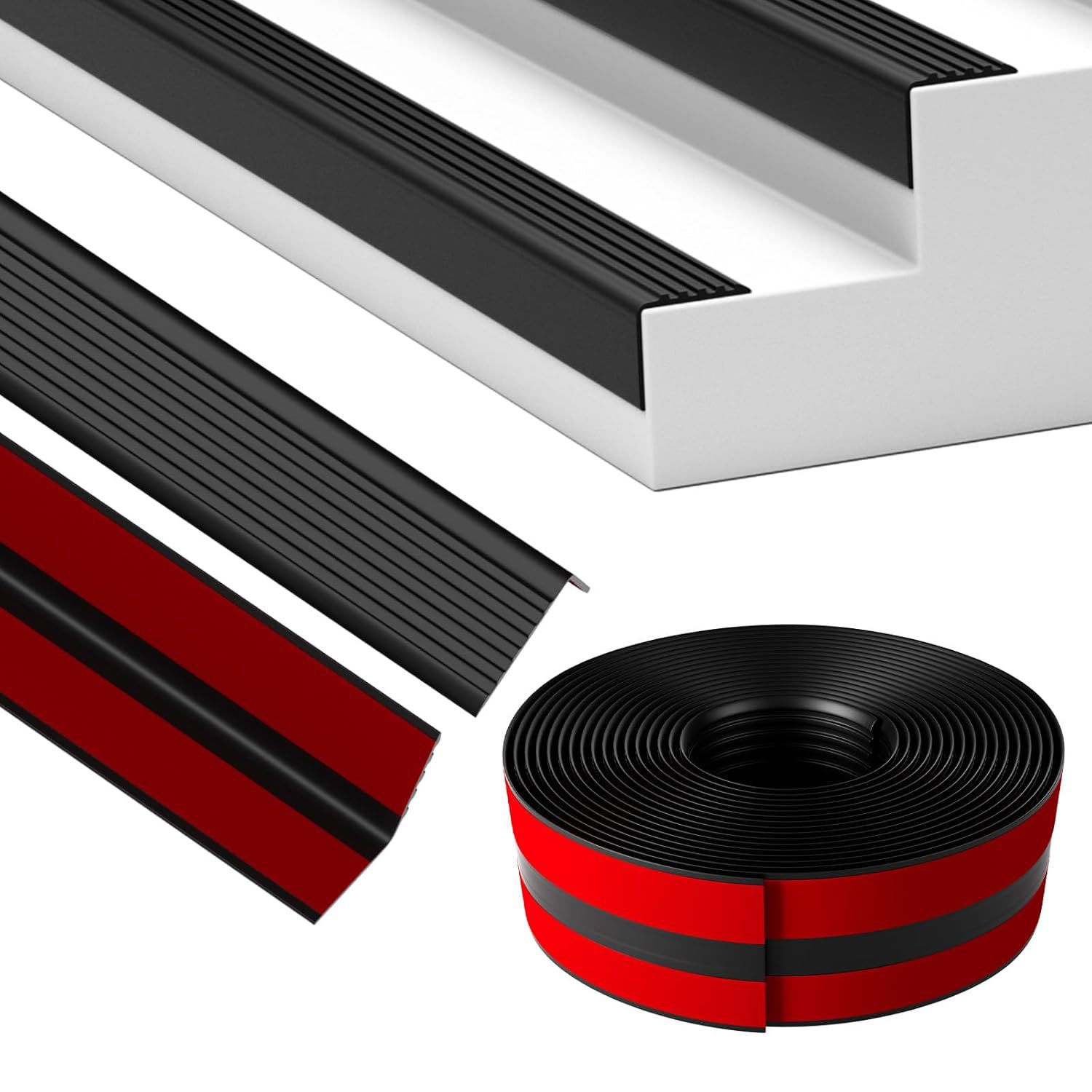 Stair Edge Decoration, Vinyl Rubber Stair Nose, Non-Slip Self-Adhesive Stair Edge Protector