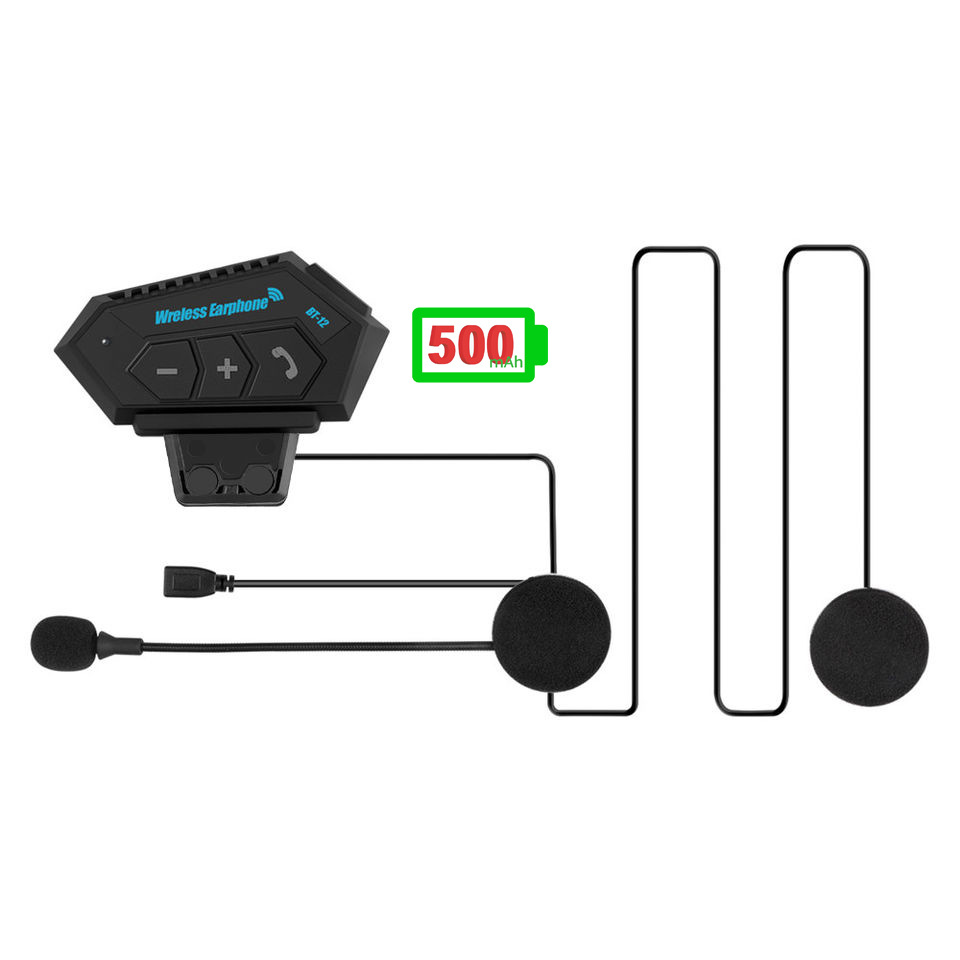 Беспроводная гарнитура для шлема, телефонные звонки и музыка для мотоциклетного шлема, Bluetooth гарнитура BT12