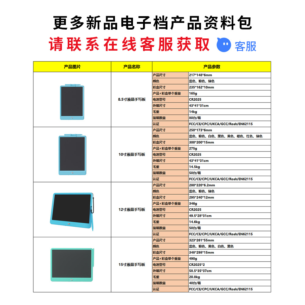 Cross-Border Excellent Supply 8.5-Inch 10-Inch 12-Inch 15inch Lcd Writing Tablet Kidsren's Drawing Board Writing Board Small Blackboard