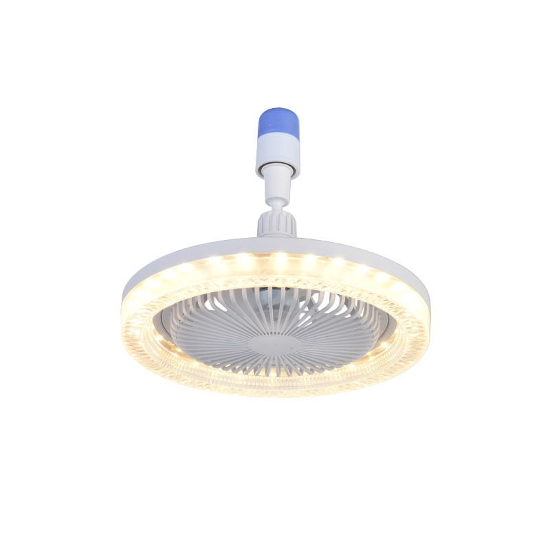 E27 screw universal crystal fan lamp fan chandelier integrated intelligent remote control crystal lamp household bedroom kitchen