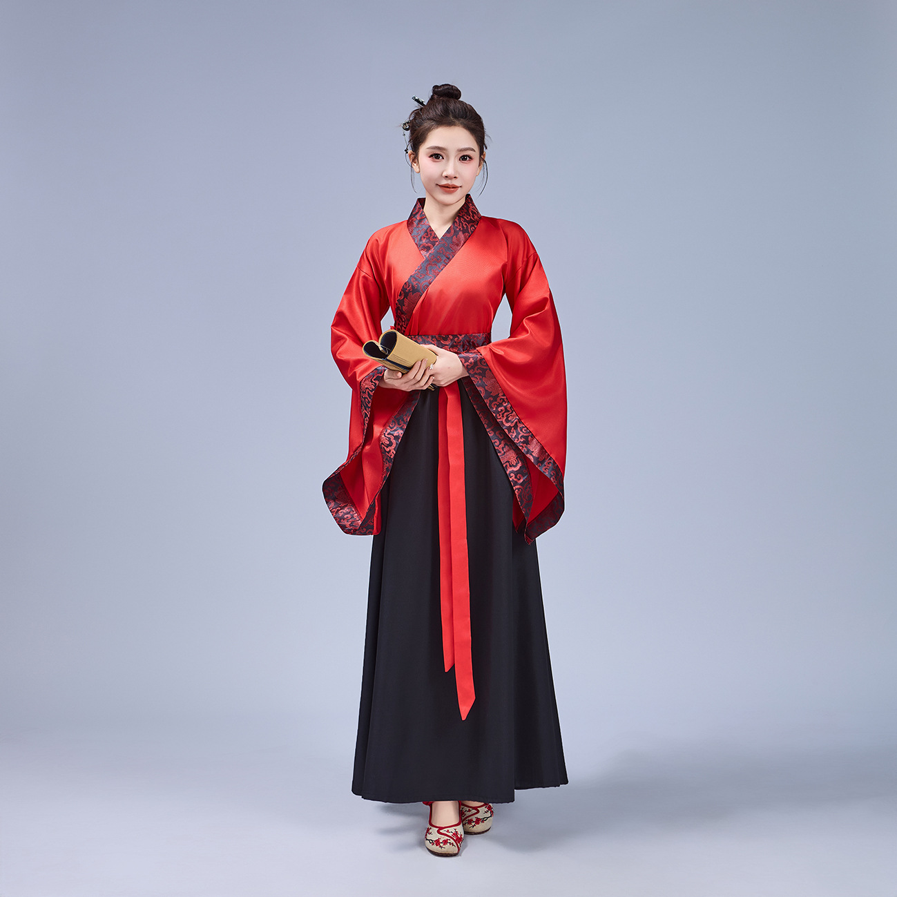 Traditional Chinese Costume Hanfu for Women, Full Set, Chinese Style Stage Performance Attire, Adult Ceremony Costume, Men's Wide-Sleeved Cross-Collar Traditional Costume, Women's Hanfu