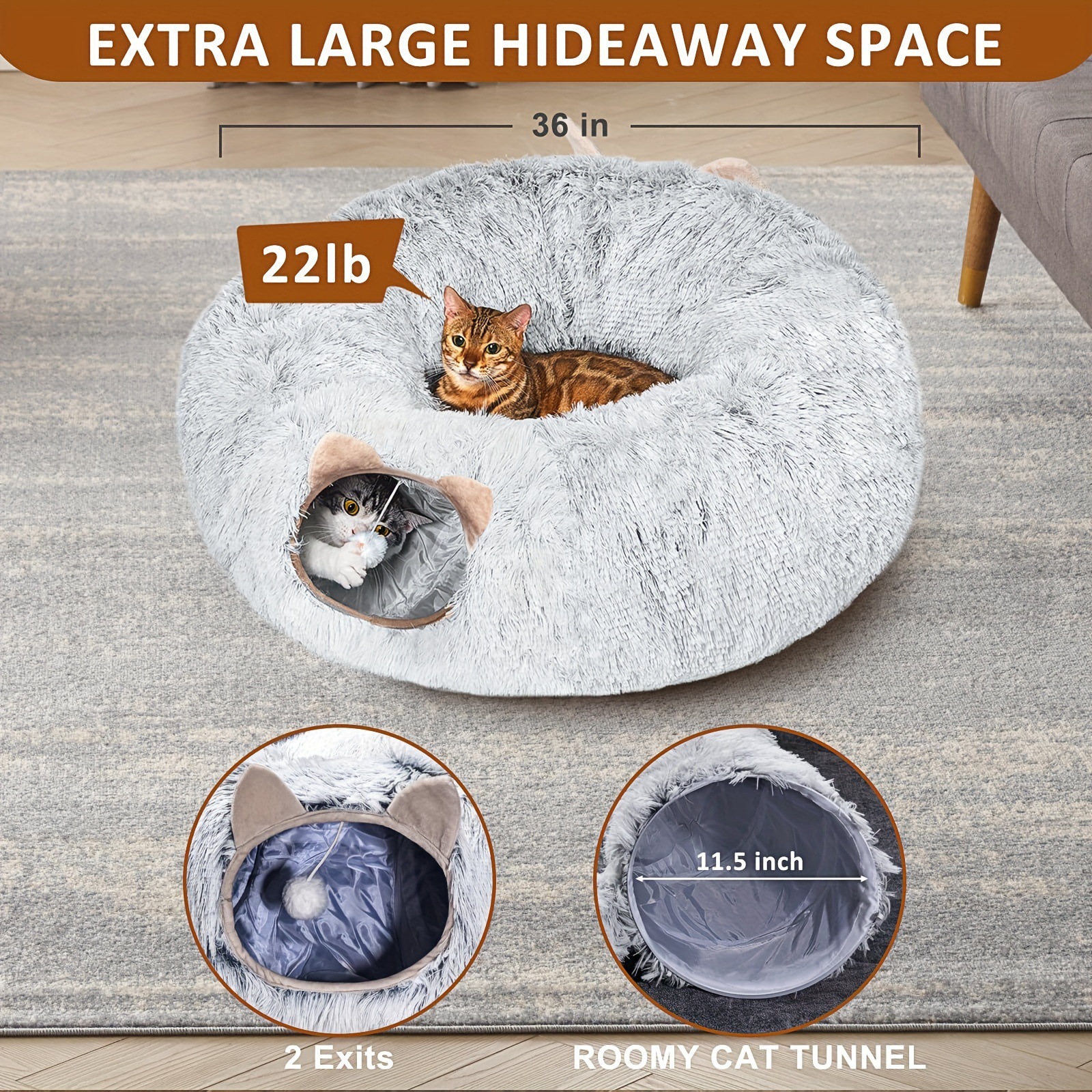 2025 New Cross-Border Comfortable Cat Tunnel Comfortable Soft Plush Cat Tunnel Cross-Border Dropshipping