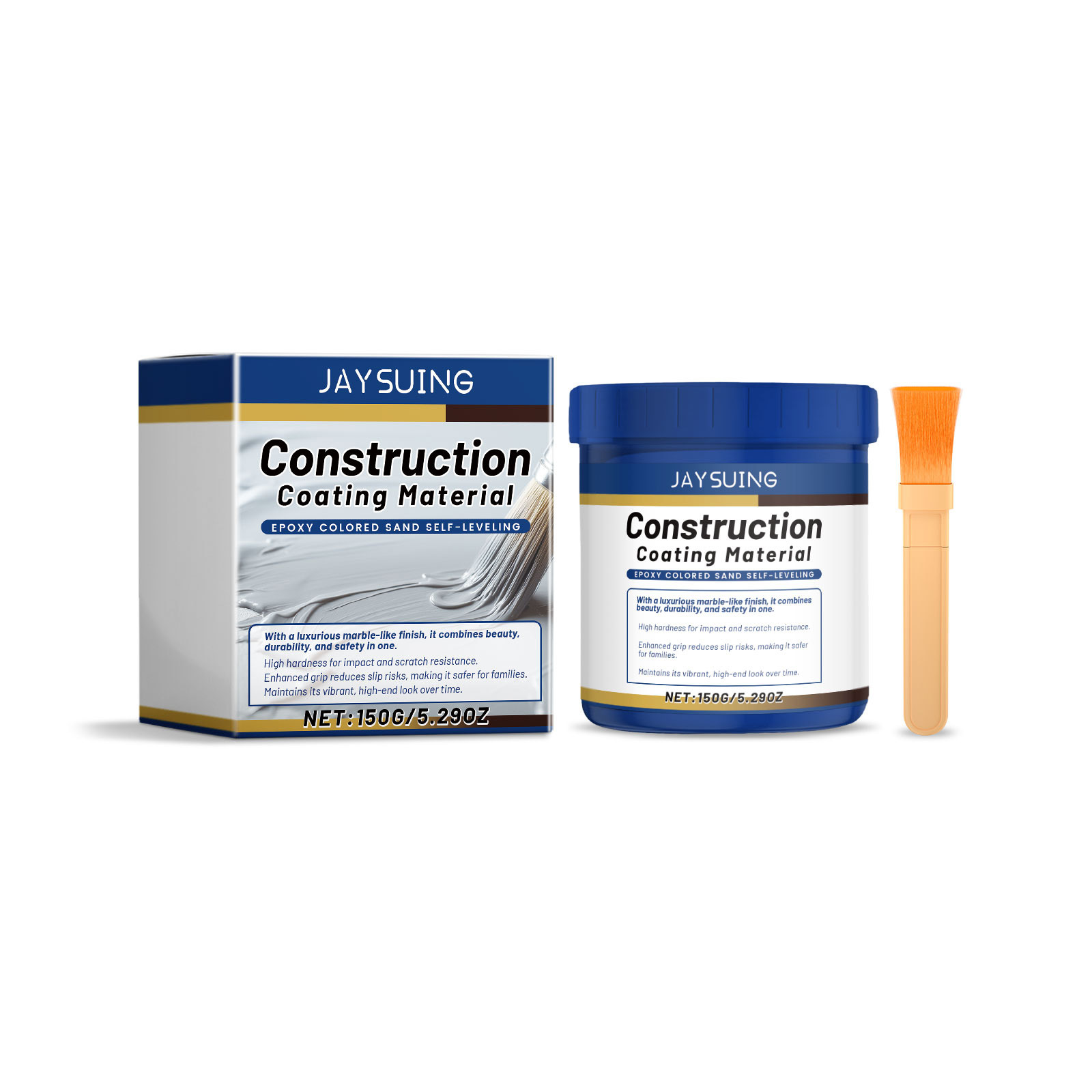 Jaysuing Gray Water-Based Epoxy Floor Paint Waterproof Coating Anti-Cracking Anti-Wear Durable Long-Lasting Quick-Drying Paint