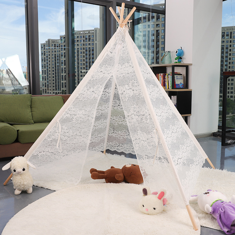 2025 Indoor Children's Tent Playhouse Pure White Lace Indian Tent Toy House Little Girl Playhouse
