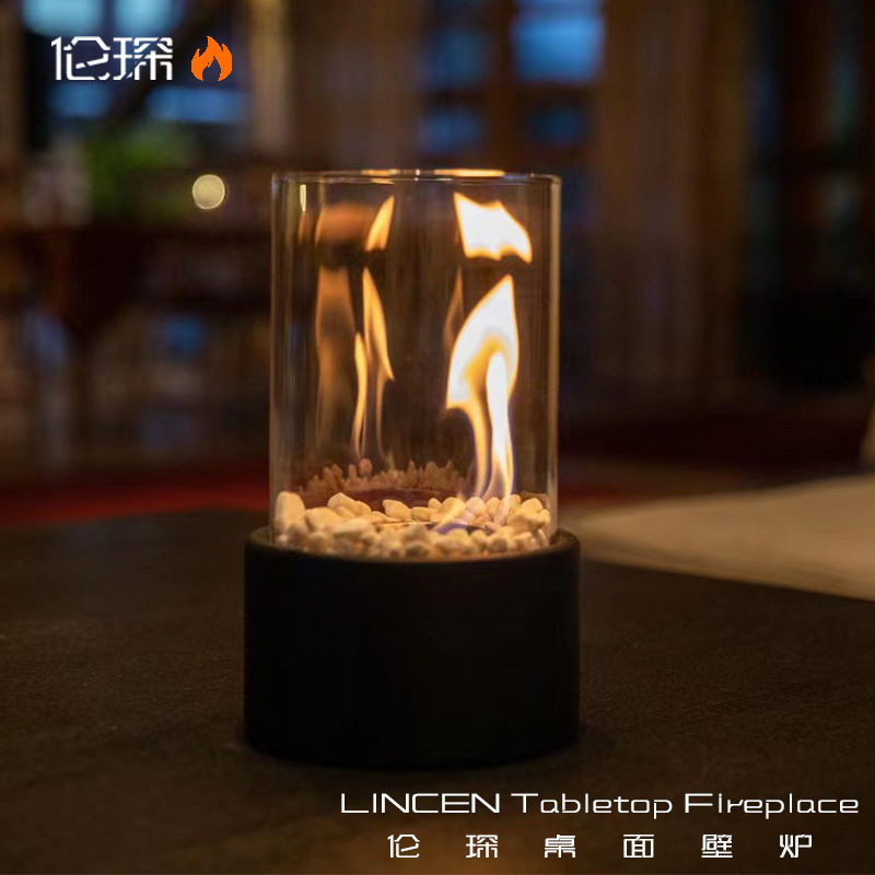 Настольный алкогольный камин свет внутри из нержавеющей стали маленькая портативная нагревательная печь круглая стеклянная креативная атмосферная лампа