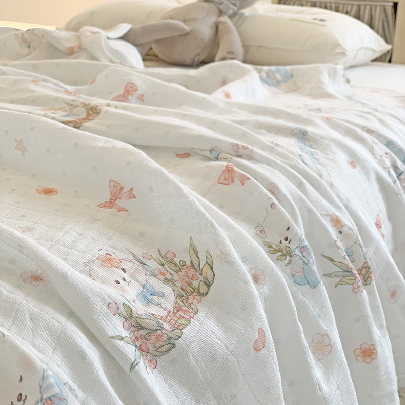 Double-layer bamboo fiber baby blanket cross-border gauze baby blanket newborn bamboo cotton wrap cloth summer blanket wholesale