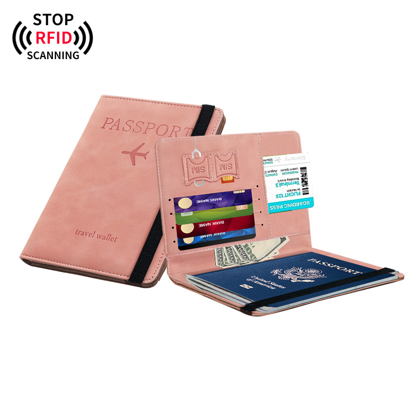 Cross-border Skin Pressure Sensitive Variable Strap PU Leather RFID Passband Holder Travel Wallet ID Bag