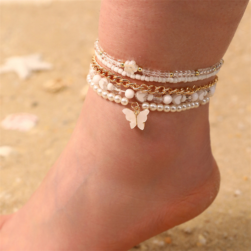 Новый браслет для ног с ручной работой и подвеской в виде бабочки и звезды