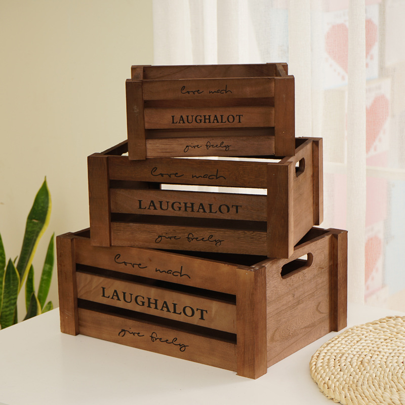 Старая деревянная коробка прямоугольная коробка для хранения фруктов в супермаркете винтажная деревянная коробка для свадебной выставки декоративная деревянная корзина