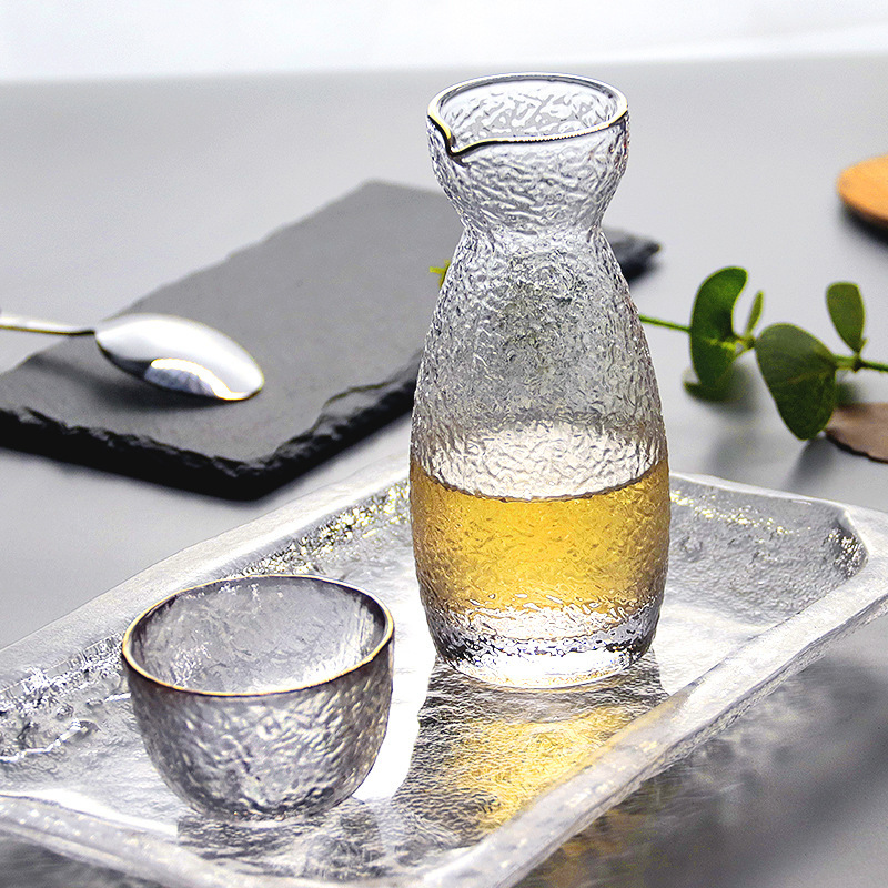 Japanese-style household clear wine pot Eagle mouth plum wine glass fruit wine white wine glass small cup rice wine cup hammer pattern glass cup