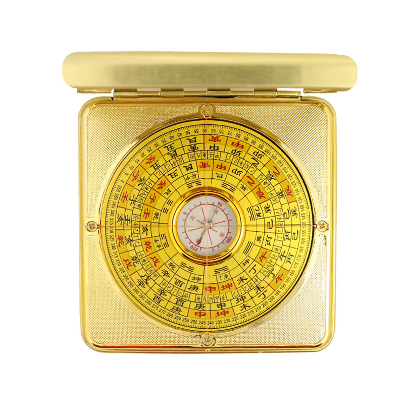 Factory in stock Beginner Alloy Square Flip Compasses Luo Geng Carry-on Measurement Integrated Panel for Feng Shui