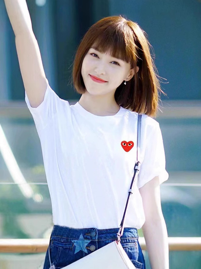 Pure Cotton Half-sleeved Shoulder Short-sleeved T-shirt Men's and Women's Round Neck Summer Embroidery Love Fashion Brand