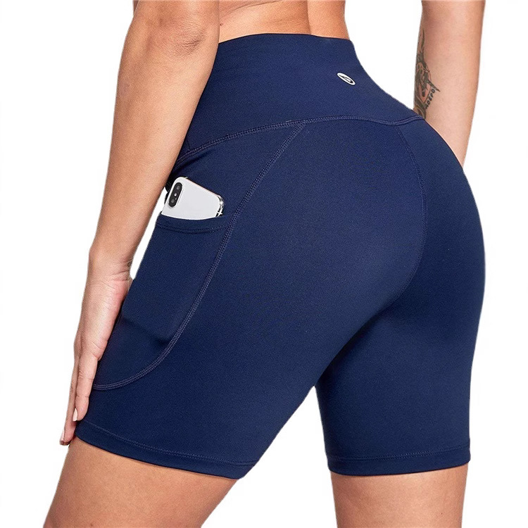 New high waist high elastic fitness running sports shorts pocket women pants wholesale YJ648
