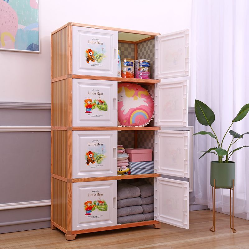 Double-Door Storage Cabinet Large Thickened Plastic Children's Wardrobe Combination Storage Chest of Drawers Baby Child Wardrobe
