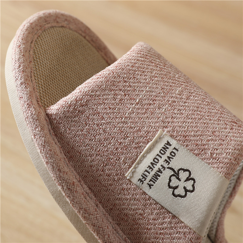 2023 summer new linen slippers wholesale men's home indoor home non-slip four seasons cotton and linen slippers women mute