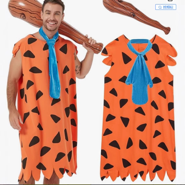 Animated Modern Caveman Cos Costume the Flinstones Fred Halloween Cosplay Costume
