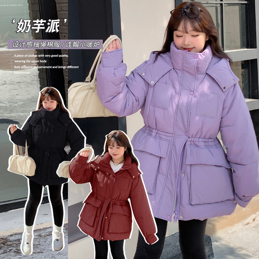 Y881 слегка полная, большой размер, корейский стиль, утолщенная теплая стеганая куртка, зимняя куртка, однотонная