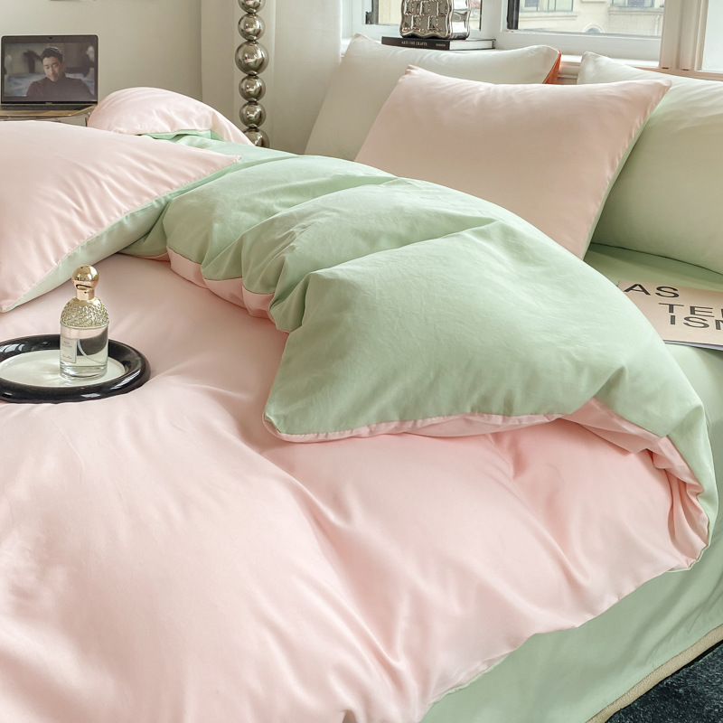 24 New Super Soft Cloud Cotton Pure Color Double Four-Piece Set