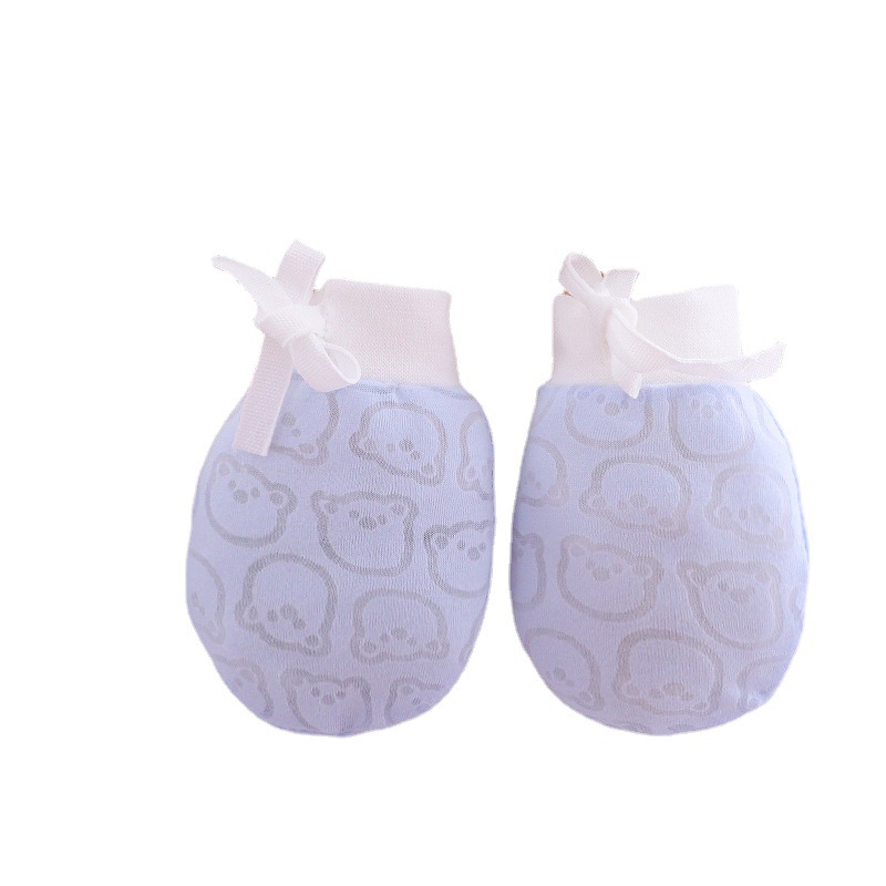 Baby Anti-Scratch Mesh Small Gloves Summer Thin Breathable Cool Flower Bear Drawstring Lace Baby Adjustable Gloves