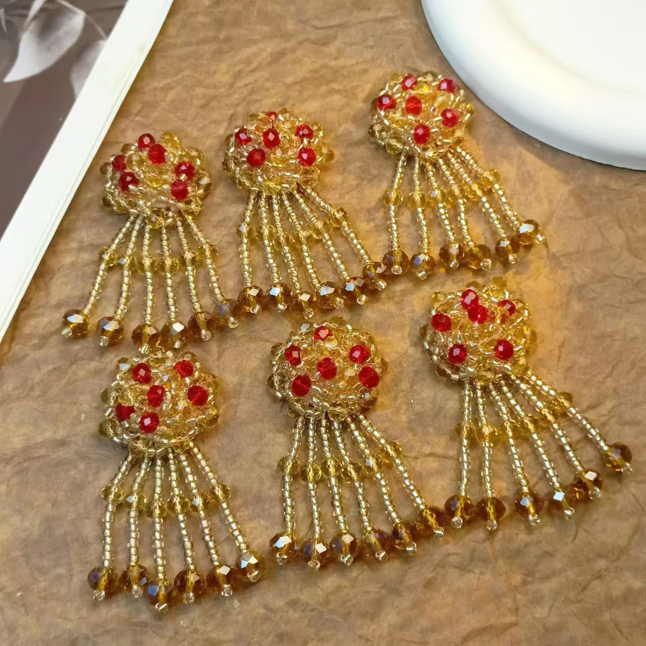 Semi-Finished Accessories, Hand-Beaded Fabric Patches, Clothing and Headwear Lace Embellishments, Antique-Style Pearl Tassels, Wedding Shoes for Weddings