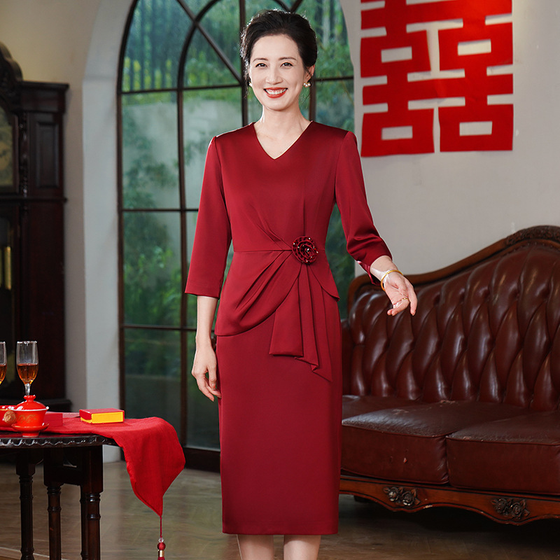 Новое высококачественное свадебное платье для свекрови весной и летом, стильное платье, скрывающее живот для банкетов