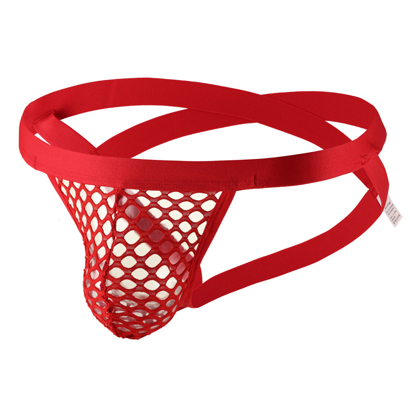 Men's underpants thong lace mesh double thong hollow pants sexy breathable European and American fashion foreign trade hot sale