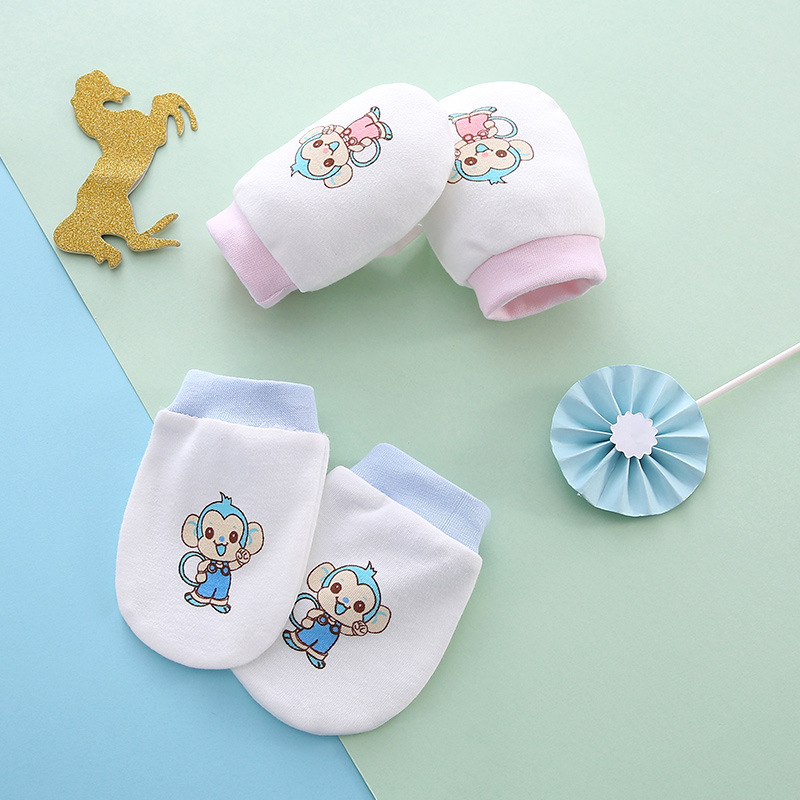 Baby's Anti-scratch Cotton Gloves Drawstring Lace-up Baby's Adjustable Gloves Newborn's Gloves Autumn and Winter Cotton