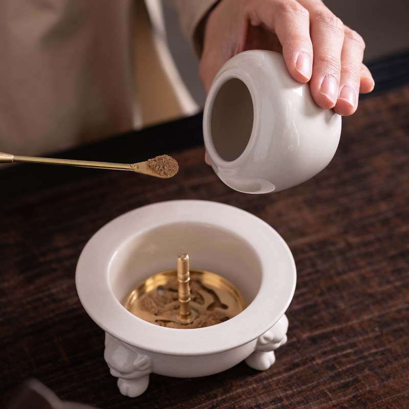 Leisure incense suit incense burner suit entry-level household grass and wood gray incense burner incense ceremony tool accessories National style tea ceremony