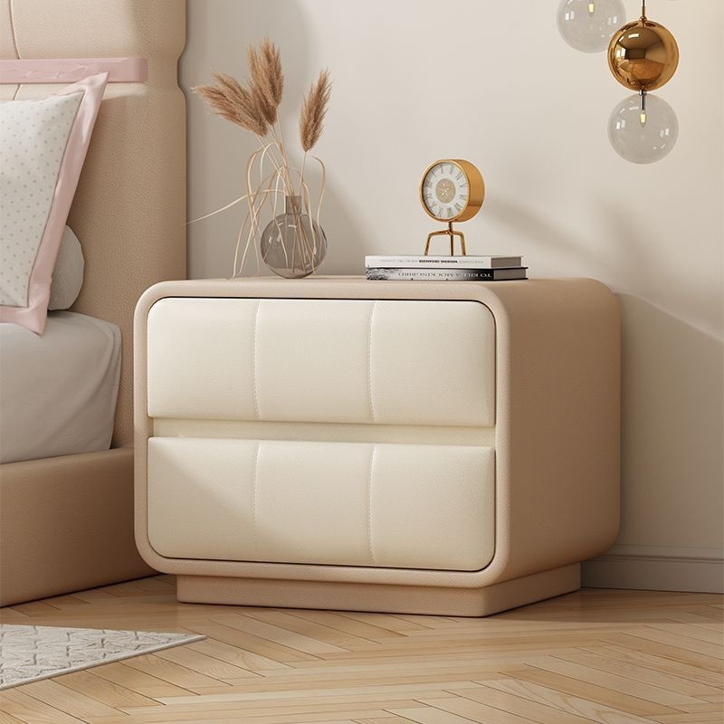Soft-Packed Bedside Table Solid Wood Simple Bedside Table Cream Style Ins Bedroom Storage Cabinet Kidsren's Room Floor-Standing Storage Cabinet