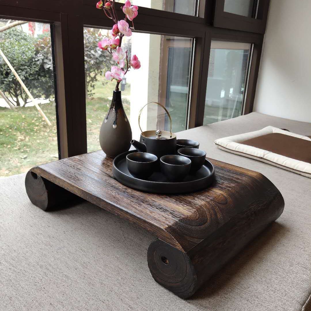 Small Coffee Table for Bay Window, Low Table for Window Sill, Household Kang Table, Japanese-Style Balcony Solid Wood Kang Table, Floor-Standing Bay Window Table, Tea Table