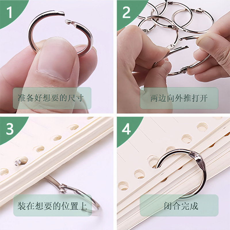 Metal Book Ring Open Ring Loose-Leaf Ring Card Ring Open Ring DIY Photo Album Binding Book Ring Card Ring Card Activity Ring