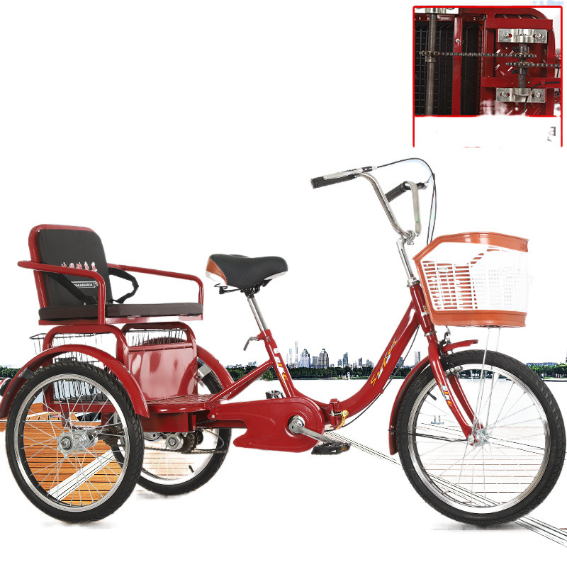 New old tricycle rickshaw for the elderly scooter pedal double pedal bicycle adult tricycle