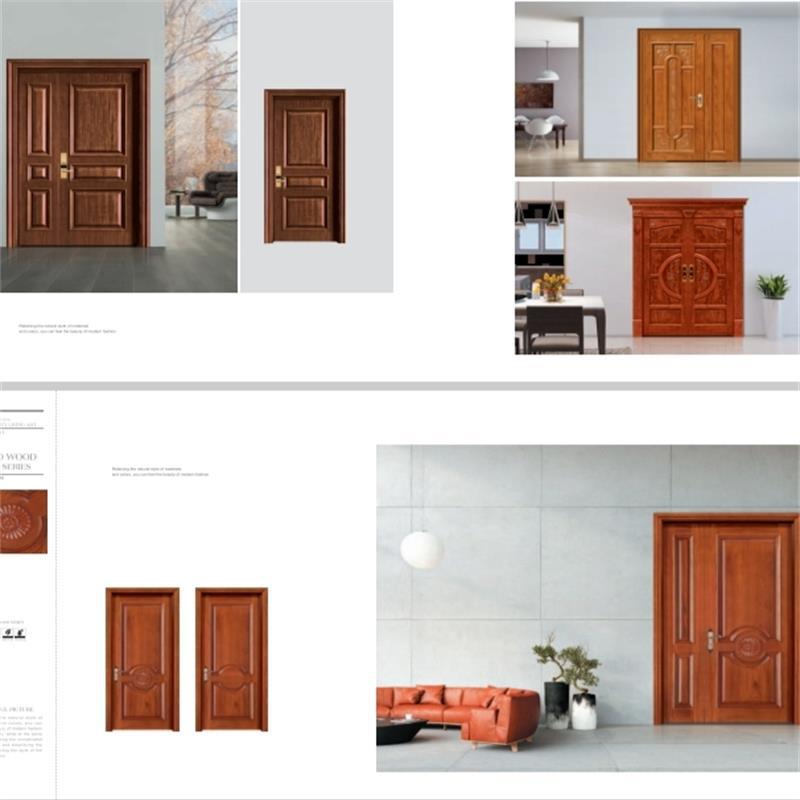 Manufacturer Supplies Entry Door Walnut Oak Plywood Carving Paint-Free Ecological Door Anti-Theft Flat Opening Sliding Solid Wood Door